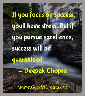 ... you pursue excellence, success will be guaranteed. — Deepak Chopra