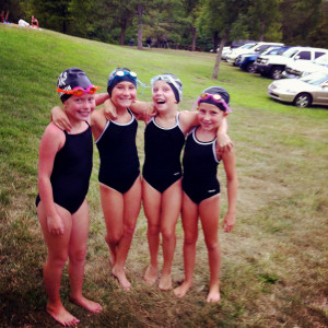 ... two friends wanted to come to our swim meet to watch my girls