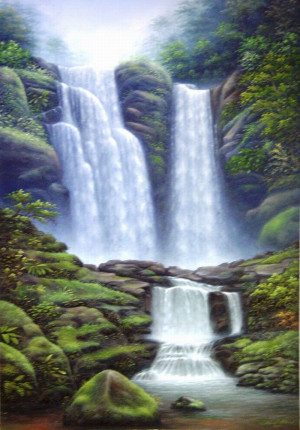 Most Beautiful Waterfall Painting
