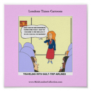 Guilt Trip Airlines Funny Carrtoon Funny Poster Posters