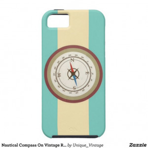 Nautical Compass On Vintage Retro Blue Cream Brown iPhone 5 Cases