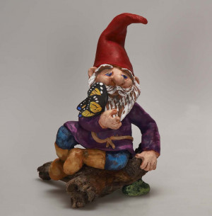 Gnome And Garden Clay Wood