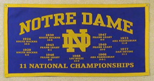 1988 University of Notre Dame Football Banner