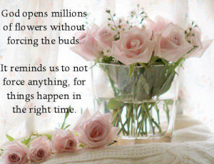 God opens millions of flowers without forcing the buds.