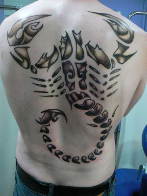 Full Back Scorpion Tattoo Designed As a Godly Power