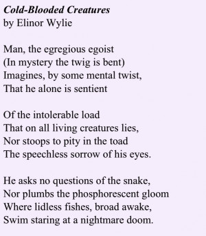Elinor Wylie, Cold-blooded Creatures