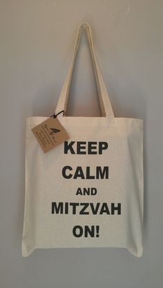 Keep Calm and Mitzvah On jewish Tote Bag Bar Mitzvah Bat Mitzvah