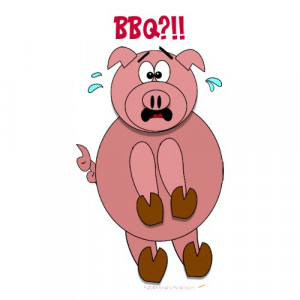 Scared Cartoon Pig Funny BBQ?! Grilling Apron by alinaspencil