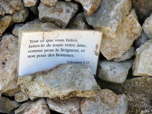 People also left notes, poems and Bible verses in piles of stones ...