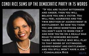 ... democratic party in 75 words Condi Rice Sums Up the Democratic Party