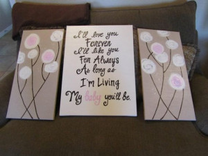 ... piece coordinating modern floral hand painted canvases with quote