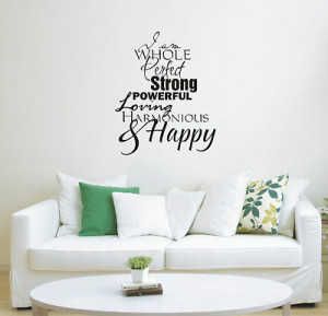 am whole, perfect, strong, powerful, loving wall art sticker quote ...