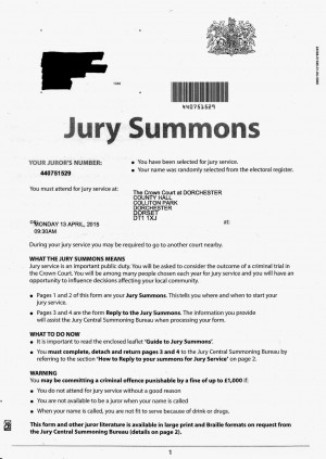 Jury Duty Summons Summons For Jury Service