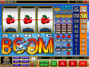 slot sonic boom is a three reel one payline slot machine that