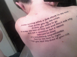 Cool Back Quote Tattoo Design for Guys