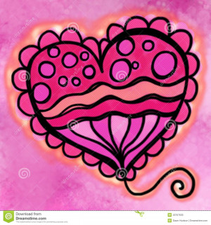 digitally painted whimsical pink love heart shape.