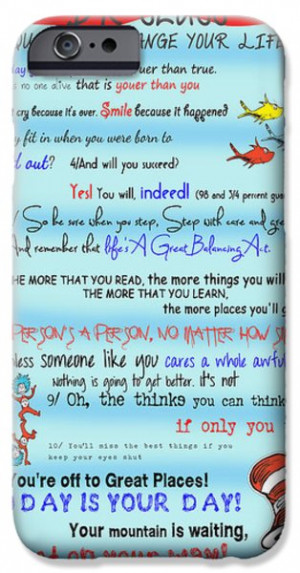 Dr Seuss - Quotes to Change Your Life iPhone Case by Georgia Fowler
