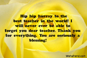 Hip hip hurray to the best teacher in the world! I will never ever be ...