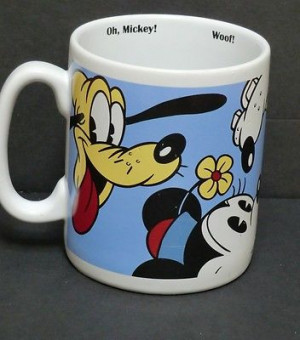 Mickey Mouse Mug Pluto oversized goofy donald quotes on rim minnie