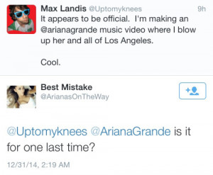 Max Landis faved this tweet & it could be Ariana’s next music video ...