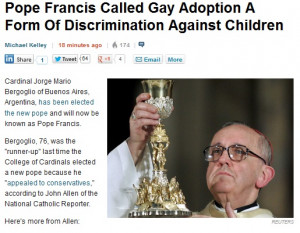 Pope Francis’ Adoption Position Shared by Many Homosexuals