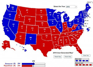 Hillary Clinton wins with 294 Electoral College votes in the most ...