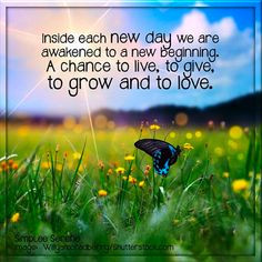 Inside each new day we are awakened to a new beginning. More
