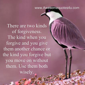 There are two kinds of forgiveness. The kind when you forgive and you ...