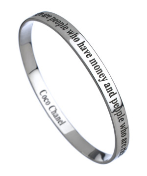 Charmed Circle Silver Coco Chanel Quote Inspirational Bangle
