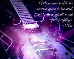 Guitar Wall Decor - Plato Quote - G alaxy Wall Art - Famous Quotes ...