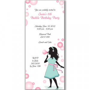 Blowing Bubbles Birthday Invitations