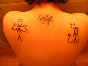 Devil and angel tattoo Angel tattoos for women