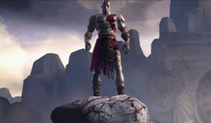 Above: Kratos at the cliff’s edge