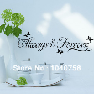 Quote Alway and Forever Vinyl Butterflies Wall Stickers, Lettering ...