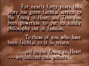 the prologue dedicating the film to the young in heart