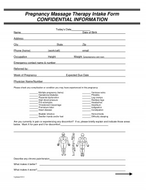 Massage Therapy Intake Form - Download Now DOC