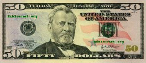 President Ulysses S. Grant is on the 50 Dollar Bill