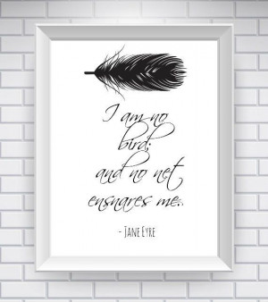 Jane Eyre Print Literary Quote Typography Print by NeverMorePrints