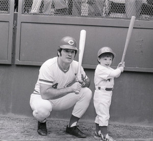 Cincinnati Reds legend Pete Rose gives batting tips to his son Pete ...