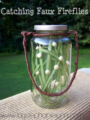 how to make a fake jar of fireflies using glow in the dark paint.