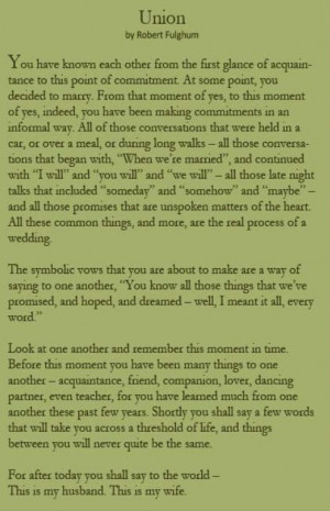 ... Religious Reading, Wedding Readings, Robert Fulghum Wedding, Fulghum