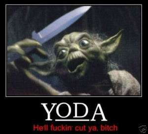 yoda funny star wars t shirt rude xl l m s sci fi tee Funny Yoda ...