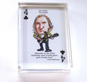 Joe Walsh The Eagles desk top crystal look paperweight or display pie