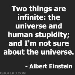 Two things are infinite: the universe and stupidity; and I'm not sure ...