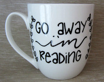 Reading book lover quote coffee mug, white coffee cup, cursive ...