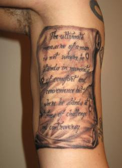 ygdre's Arm Tattoo scroll with lettes letttering quote Pictures ...