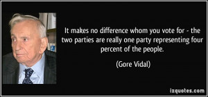 ... really one party representing four percent of the people. - Gore Vidal