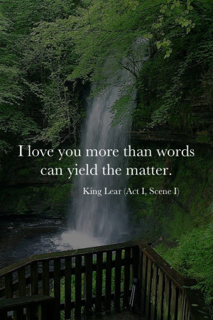 love you more than words can yield the matter. King Lear