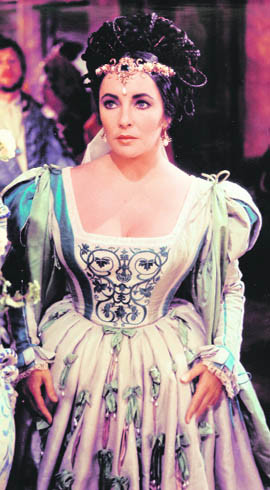 Elizabeth Taylor in a scene from her 1967 film The Taming of the Shrew