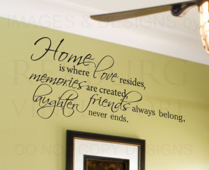 Wall-Decal-Quote-Sticker-Vinyl-Lettering-Home-is-Where-Love-Resides ...